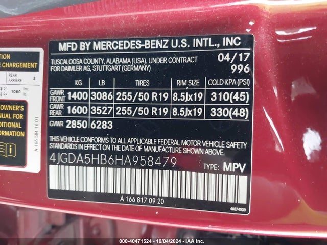 4JGDA5HB6HA958479 Mercedes-Benz Gle 350 4matic