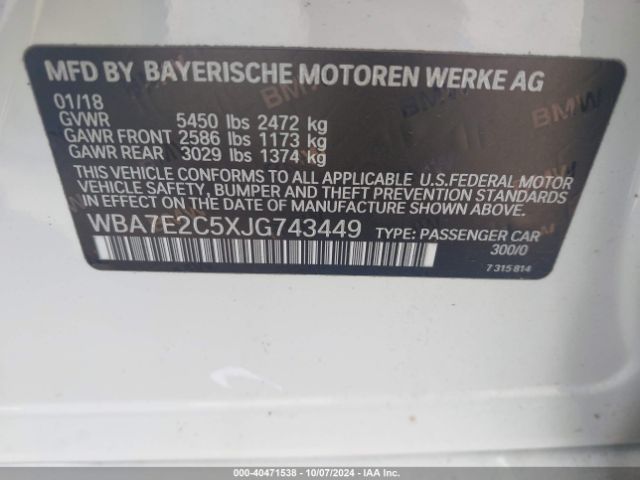 WBA7E2C5XJG743449 BMW 740I