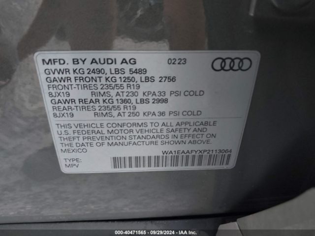 WA1EAAFYXP2113064 Audi Q5 Premium Plus 45 Tfsi S Line Quattro