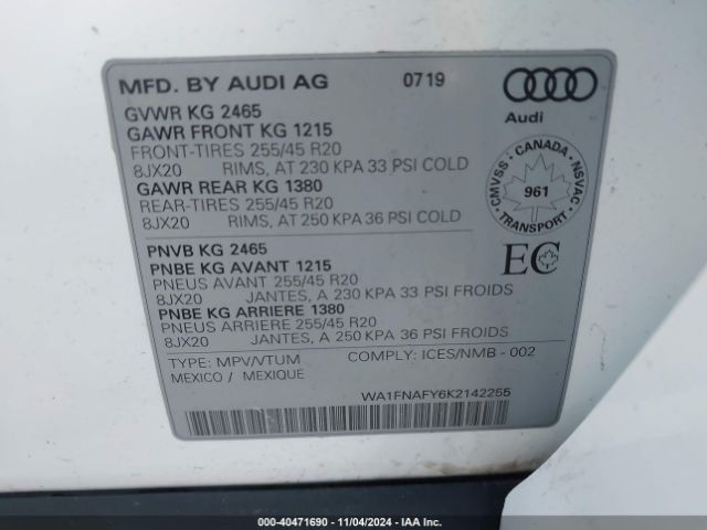 WA1FNAFY6K2142255 Audi Q5 45 Premium