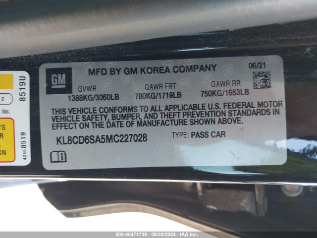 Chevrolet Spark Fwd 1lt Automatic 2021 KL8CD6SA5MC227028 Image 9