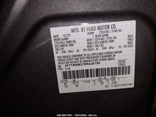 3FTTW8M37RRA26199 Ford Maverick Lariat