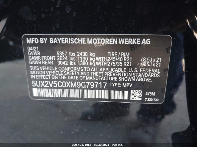 5UX2V5C0XM9G79717 BMW X4 M40i