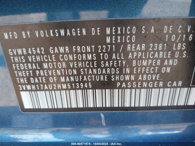 3VWH17AU2HM513945 Volkswagen Golf Alltrack Tsi S/tsi Se/tsi Sel