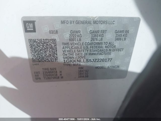 1GKKNLLS5JZ220177 GMC Acadia Sle-2