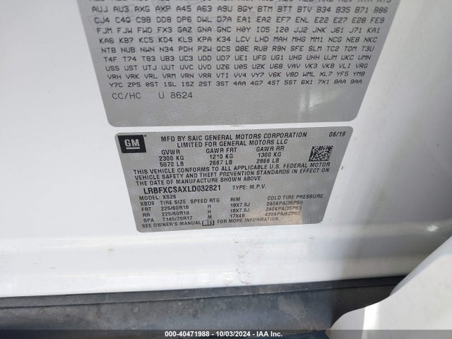 LRBFXCSAXLD032821 Buick Envision Fwd Essence