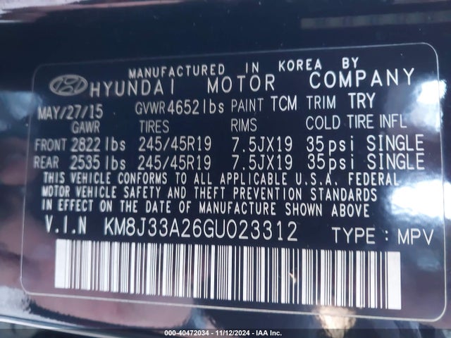 Hyundai Tucson Limited 2016 KM8J33A26GU023312 Image 9