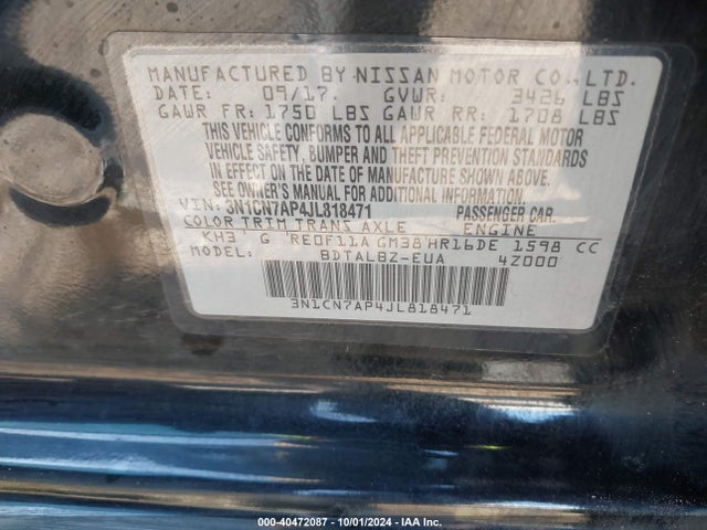 Nissan Versa 1.6 Sv 2018 3N1CN7AP4JL818471 Image 9