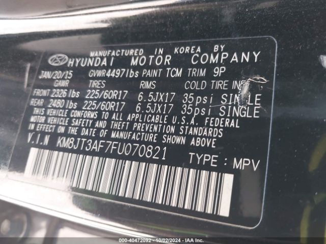 KM8JT3AF7FU070821 Hyundai TUCSON GLS