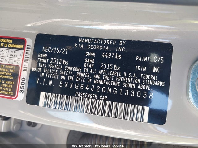 KIA K5 Gt-line 2022 5XXG64J20NG133058 Image 9
