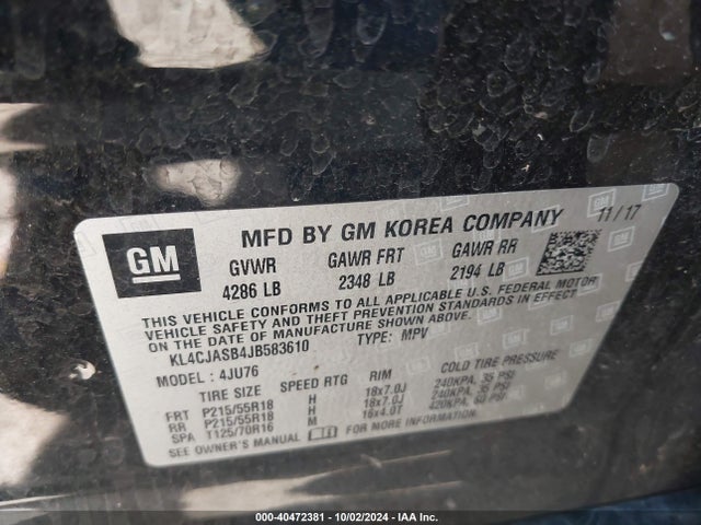 KL4CJASB4JB583610 Buick Encore Preferred