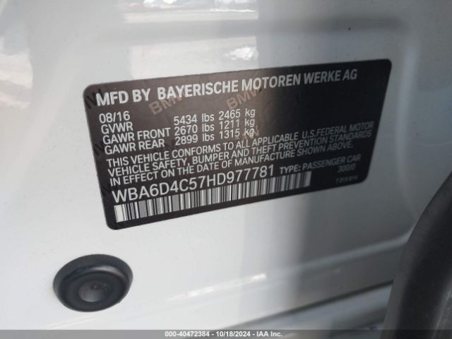 WBA6D4C57HD977781 BMW 650i Gran Coupe