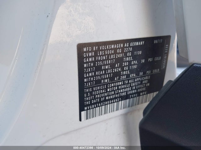 WVGBV7AX2HK044821 Volkswagen Tiguan 2.0t/s