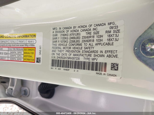 Honda Cr-v Ex-l 2wd 2024 2HKRS3H79RH307235 Image 9