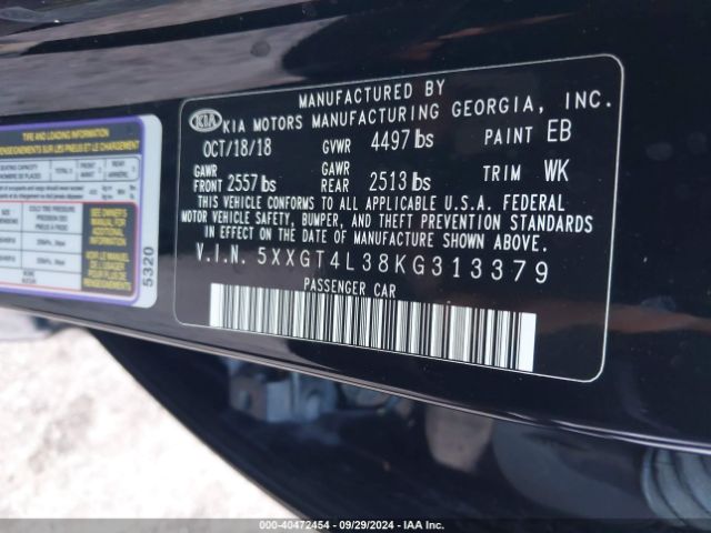 5XXGT4L38KG313379 KIA Optima S
