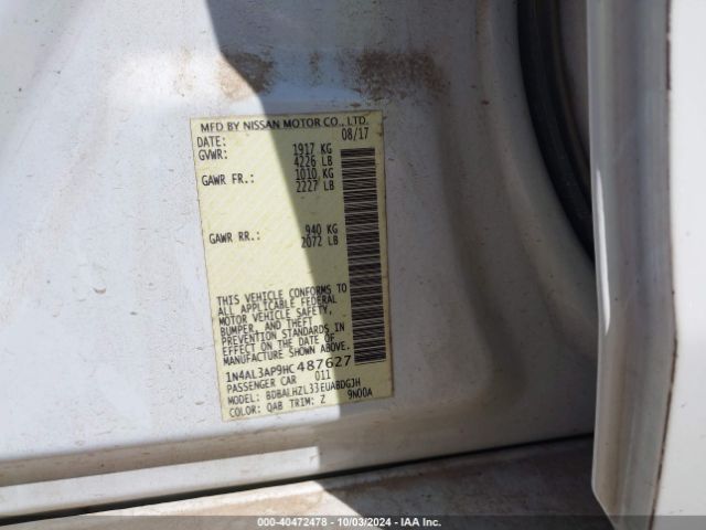 1N4AL3AP9HC487627 Nissan Altima 2.5 Sr