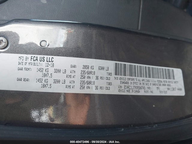 Chrysler Pacifica Hybrid Touring L 2019 2C4RC1L77KR584743 Image 9