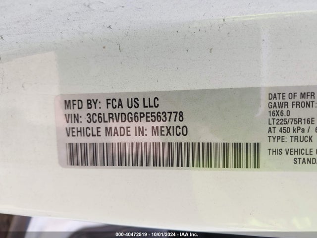 3C6LRVDG6PE563778 RAM Promaster 2500 High Roof 159 Wb