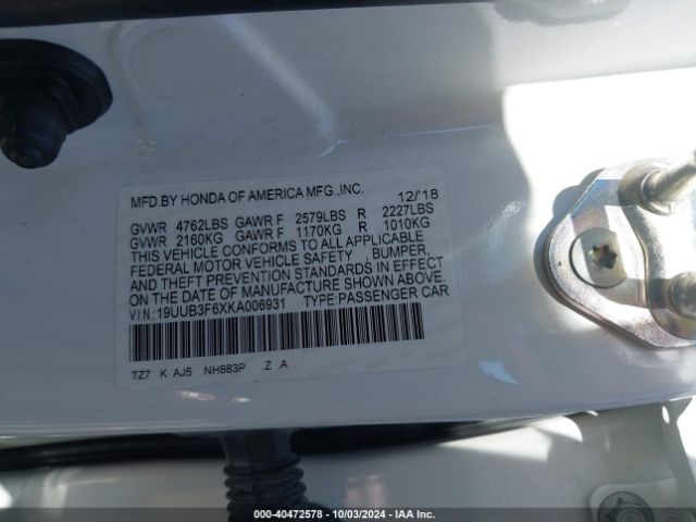 19UUB3F6XKA006931 Acura Tlx Tech   A-spec Pkgs