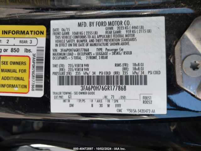 3FA6P0H76GR177868 Ford FUSION SE