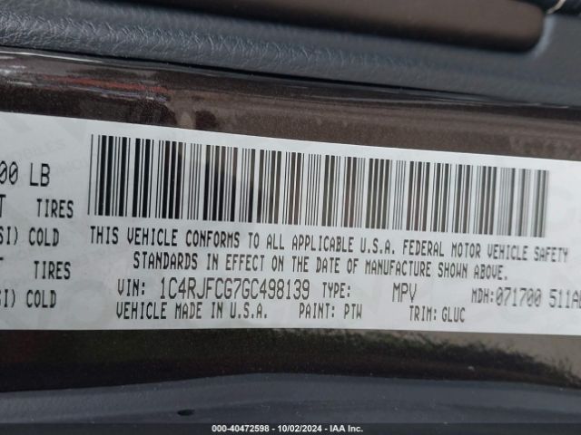 1C4RJFCG7GC498139 Jeep Grand Cherokee Overland