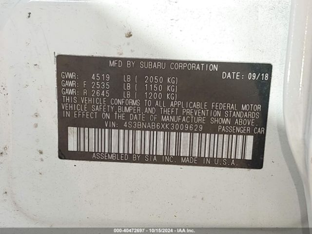4S3BNAB6XK3009629 Subaru Legacy 2.5i