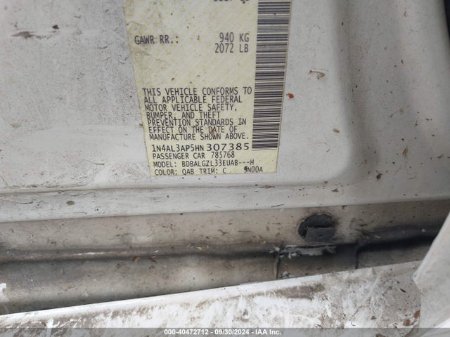 Nissan Altima 2.5 S 2017 1N4AL3AP5HN307385 Image 9