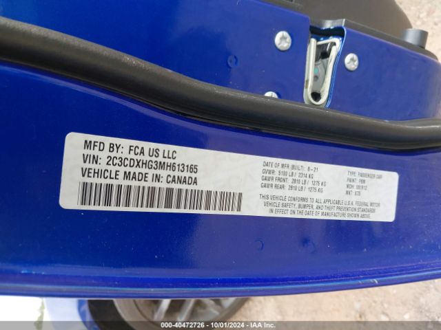 2C3CDXHG3MH613165 Dodge Charger Gt Rwd