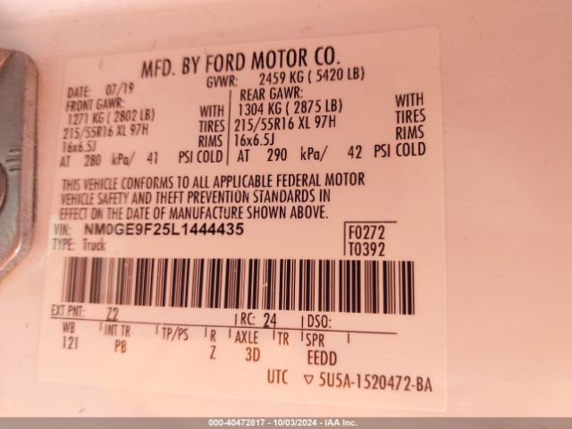 NM0GE9F25L1444435 Ford Transit Connect Xlt Passenger Wagon