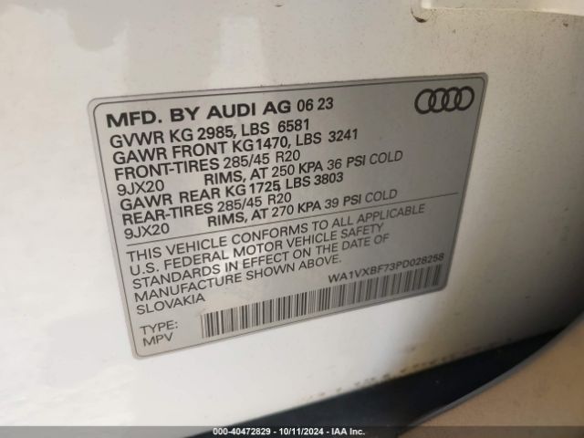 WA1VXBF73PD028258 Audi Q7 Prestige 55 Tfsi Quattro Tiptronic