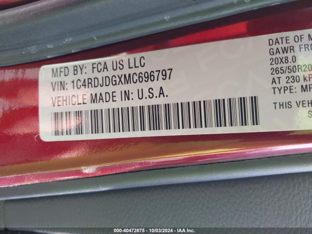 Dodge Durango Gt Plus Awd 2021 1C4RDJDGXMC696797 Image 9