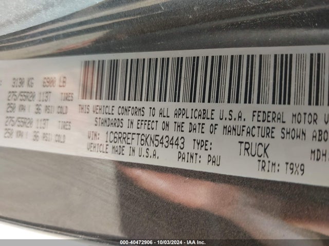 1C6RREFT6KN543443 RAM 1500 Big Horn/lone Star  4x2 5'7 Box