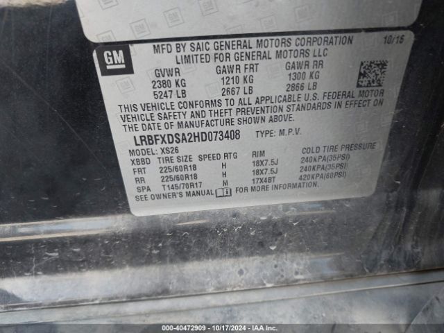 LRBFXDSA2HD073408 Buick Envision Essence
