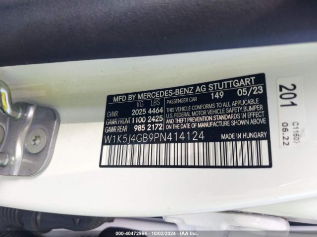 W1K5J4GB9PN414124 Mercedes-Benz Cla 250 Coupe