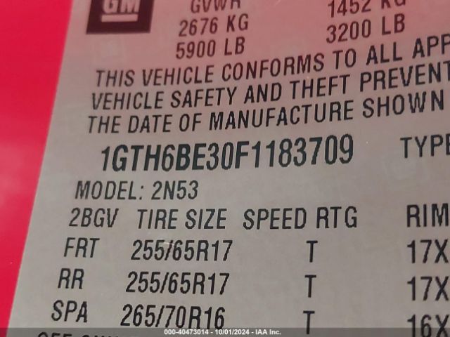 1GTH6BE30F1183709 GMC CANYON SLE
