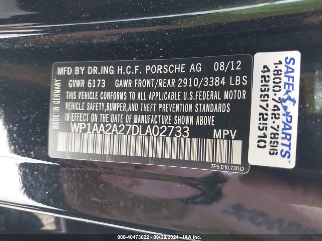 2013 PORSCHE CAYENNE WP1AA2A27DLA02733 Photo 8