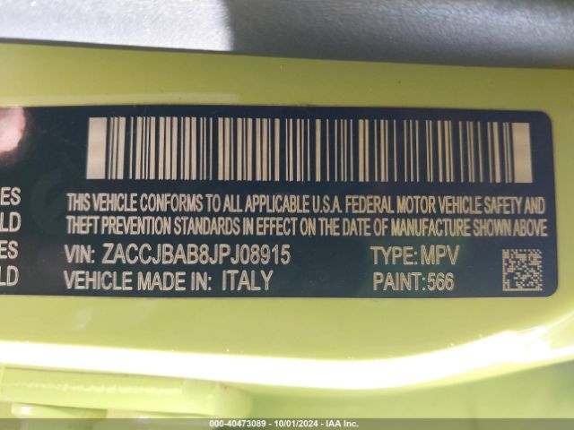ZACCJBAB8JPJ08915 Jeep Renegade Upland Edition 4x4