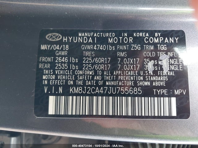Hyundai TUCSON SE 2018 KM8J2CA47JU755685 Image 9