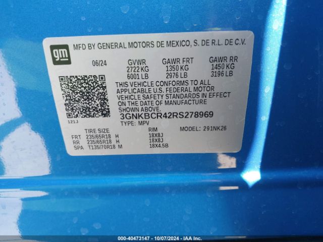 3GNKBCR42RS278969 Chevrolet Blazer Fwd 2lt
