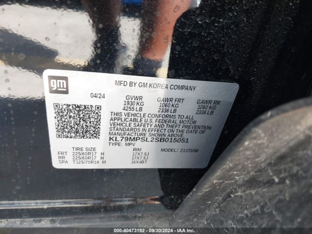 KL79MPSL2SB015051 Chevrolet Trailblazer Fwd Lt