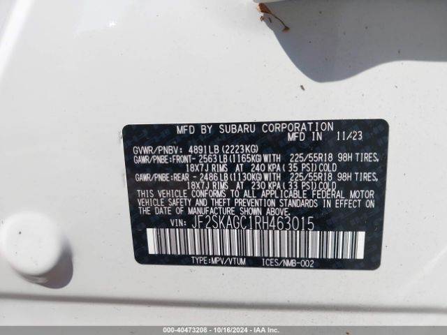 JF2SKAGC1RH463015 Subaru Forester Sport