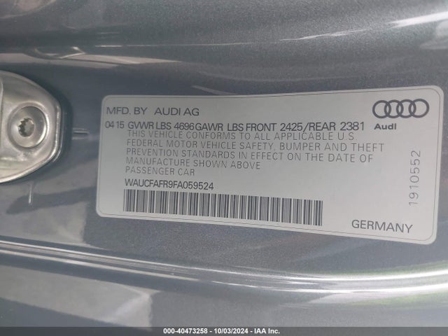 Audi A5 2.0t Premium 2015 WAUCFAFR9FA059524 Image 9