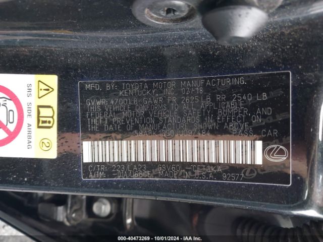 58ABK1GG0JU097484 Lexus ES 350