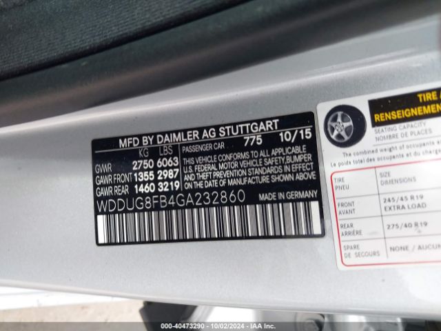WDDUG8FB4GA232860 Mercedes-Benz S 550 4matic