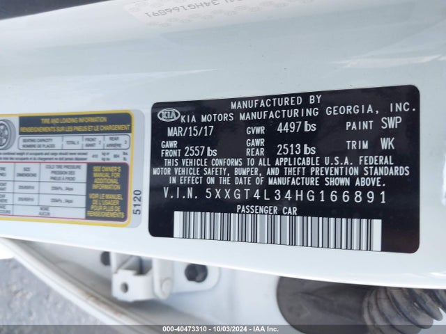 KIA Optima Lx 2017 5XXGT4L34HG166891 Image 9