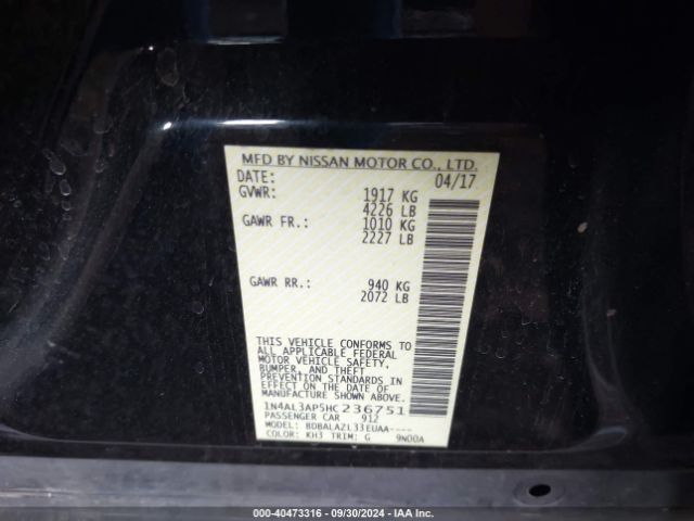 1N4AL3AP5HC236751 Nissan ALTIMA 2.5