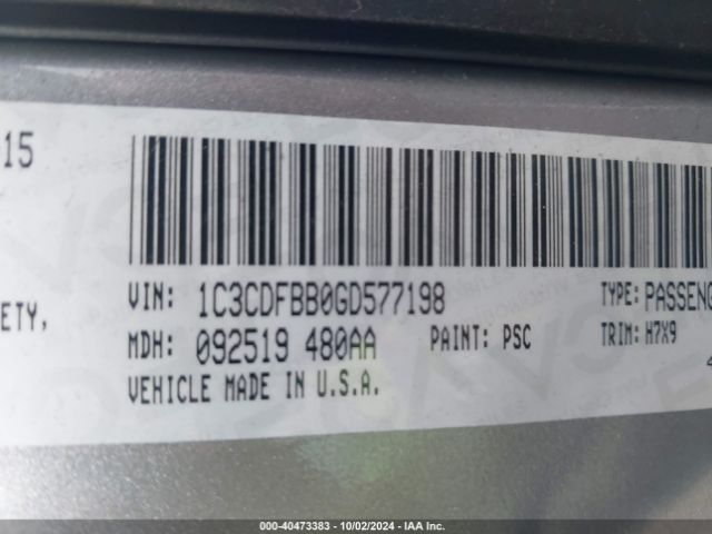 1C3CDFBB0GD577198 Dodge DART SXT