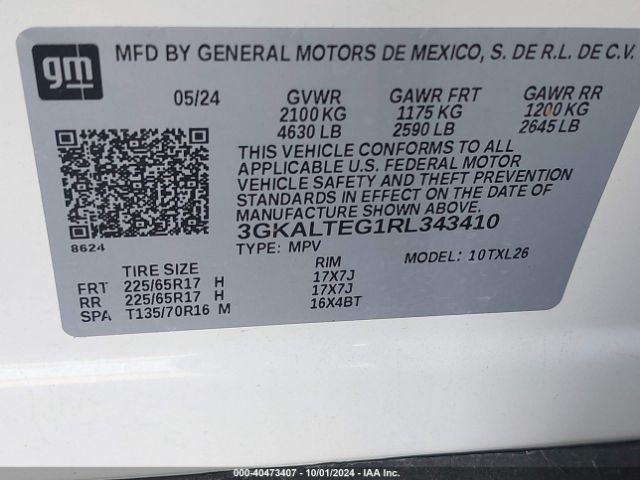 3GKALTEG1RL343410 GMC Terrain Awd Sle