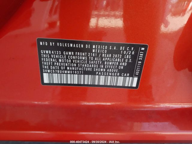 3VWC57BU4MM016371 Volkswagen Jetta 1.4t R-line/1.4t S/1.4t Se