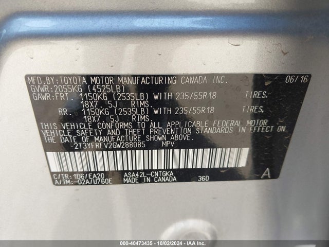 Toyota Rav4 Limited 2016 2T3YFREV2GW288085 Image 9